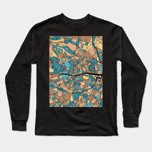 Dublin Map Pattern in Mid Century Pastel Long Sleeve T-Shirt